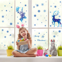 HKM-677331 Christmas Elk and Snowflake Wall Stickers – Decorative PVC Decals for Windows and Kids Rooms
