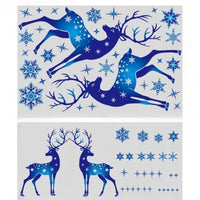 HKM-677331 Christmas Elk and Snowflake Wall Stickers – Decorative PVC Decals for Windows and Kids Rooms