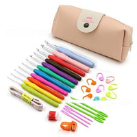 HKM-677395 Colorful Soft Handle Crochet Hook Set with Scissors - 30, 33, or 41 Pieces