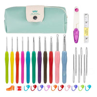HKM-677395 Colorful Soft Handle Crochet Hook Set with Scissors - 30, 33, or 41 Pieces
