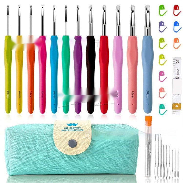 KTX-677395 Colorful Soft Handle Crochet Hook Set with Scissors - 30, 33, or 41 Pieces