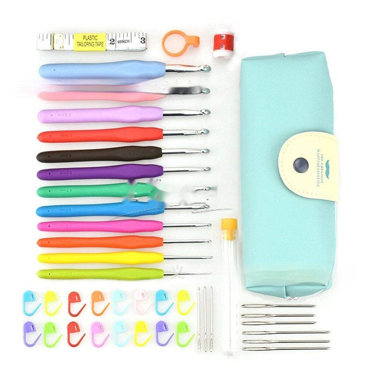 KTX-677395 Colorful Soft Handle Crochet Hook Set with Scissors - 30, 33, or 41 Pieces