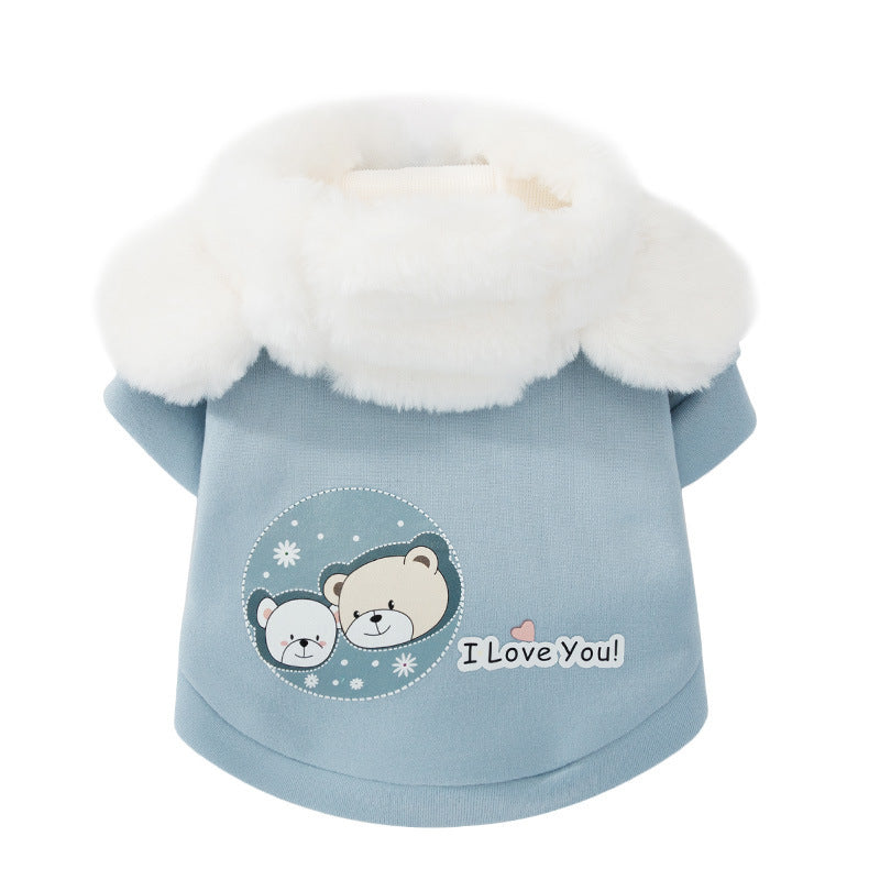 HKM-677395 Cute Bear Hooded Sweater for Small Dogs in Blue and Yellow Duck Designs