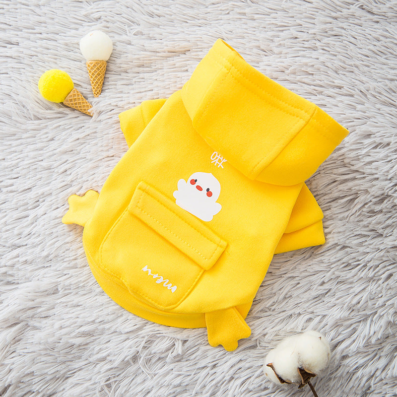 HKM-677395 Cute Bear Hooded Sweater for Small Dogs in Blue and Yellow Duck Designs