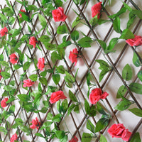 HKM-677651 Telescopic Silk Flower Fence for Indoor Garden Decoration, Morning Glory & Rose Options