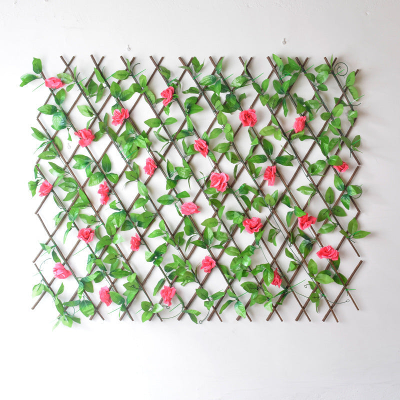 HKM-677651 Telescopic Silk Flower Fence for Indoor Garden Decoration, Morning Glory & Rose Options