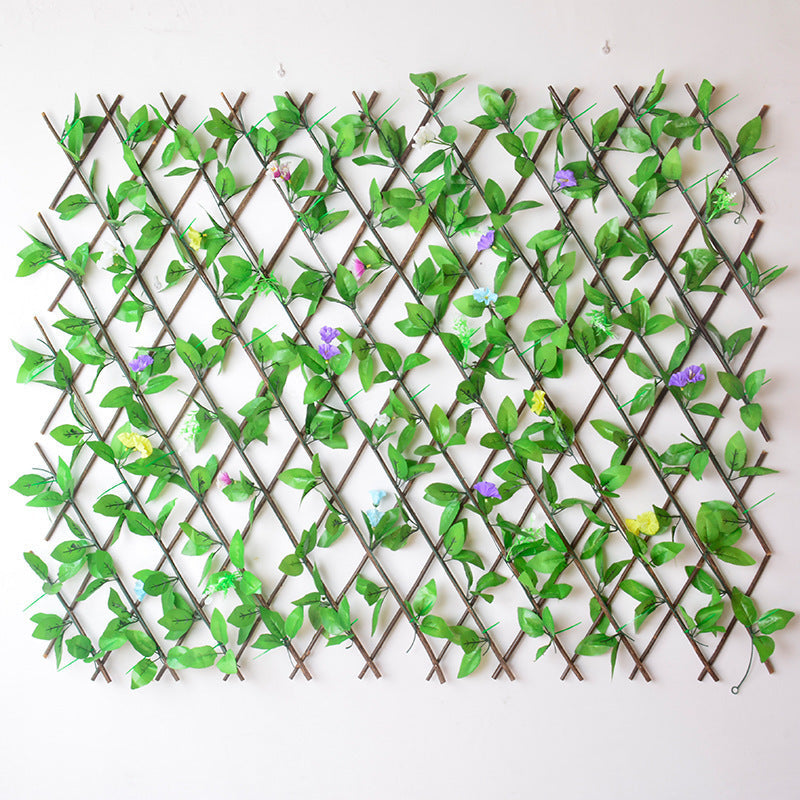 HKM-677651 Telescopic Silk Flower Fence for Indoor Garden Decoration, Morning Glory & Rose Options