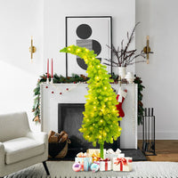 HKM-677843 5FT Hinged Artificial Fir Christmas Tree with 400 Branch Tips and 100 Warm White LED Lights