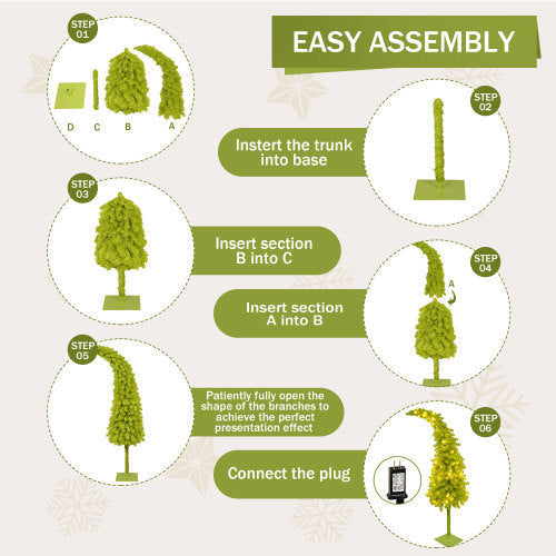HKM-677843 5FT Hinged Artificial Fir Christmas Tree with 400 Branch Tips and 100 Warm White LED Lights