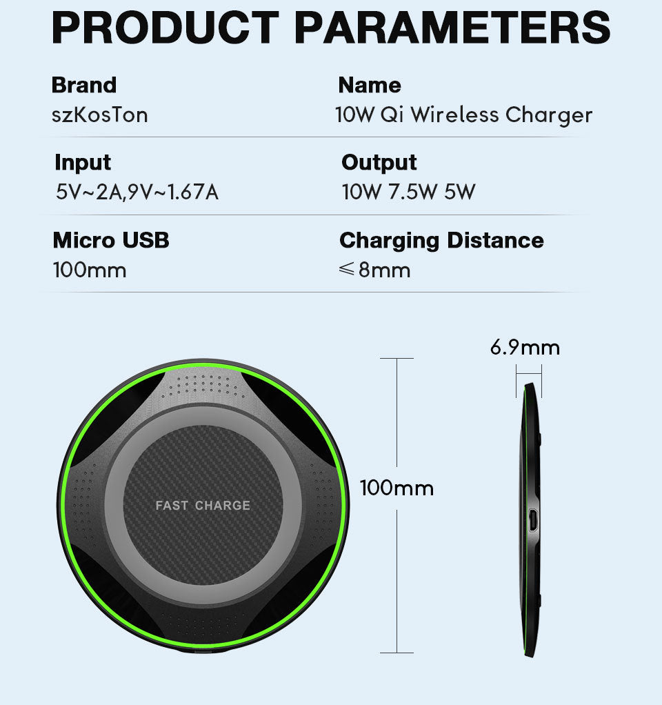 HKM-677907 Fast Wireless Charger with QI Compatibility in Black and White