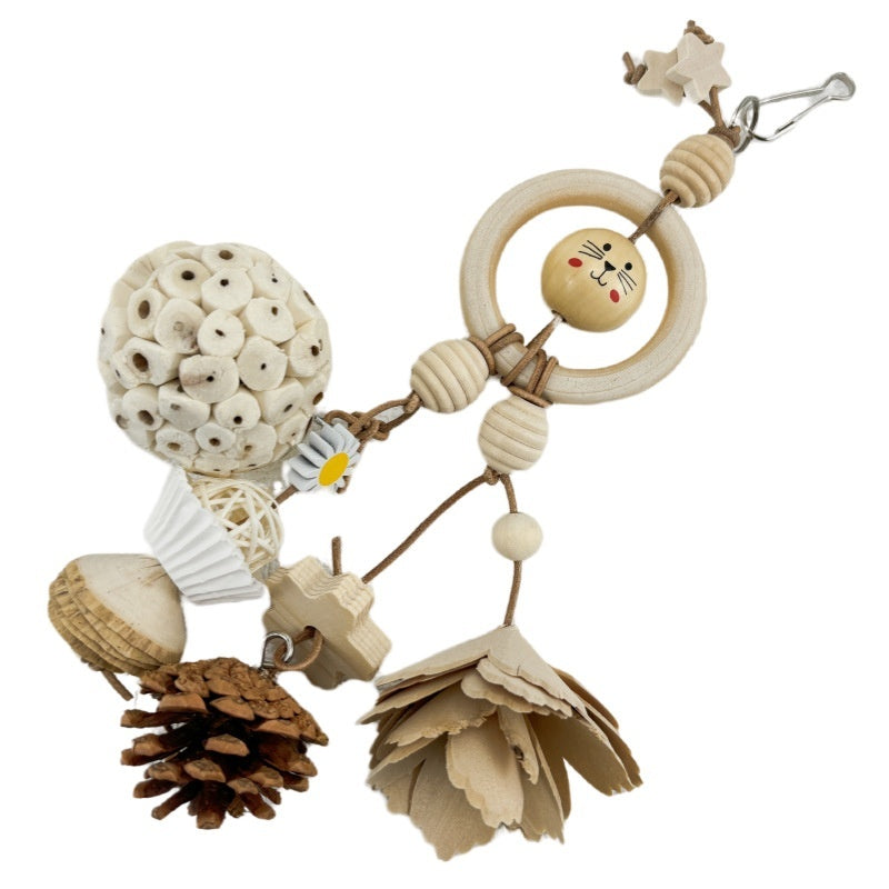 HKM-677971 Natural Rice Paper Plant Pith Ball for Parrots - Safe Molar Toy for Chewing and Gnawing