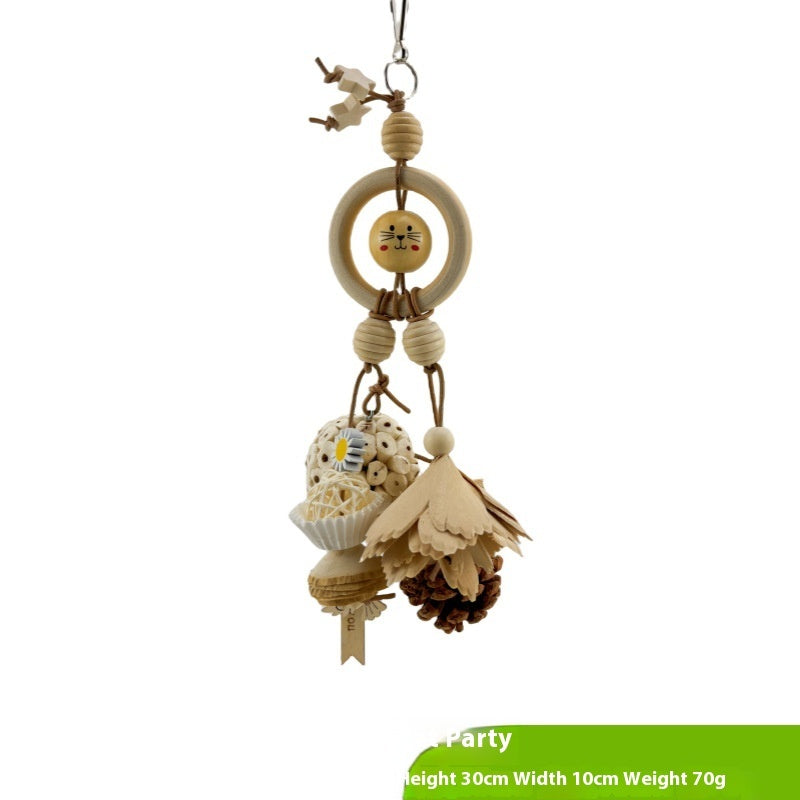 HKM-677971 Natural Rice Paper Plant Pith Ball for Parrots - Safe Molar Toy for Chewing and Gnawing
