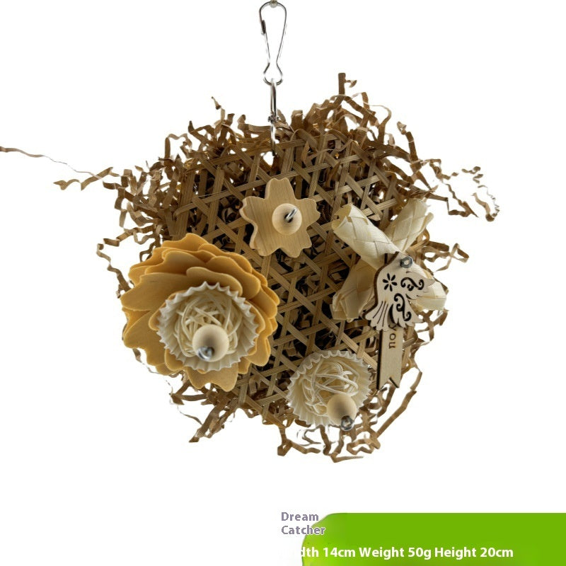 HKM-677971 Natural Rice Paper Plant Pith Ball for Parrots - Safe Molar Toy for Chewing and Gnawing