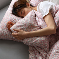 HKM-678035 Cotton Floral Quilt Cover Set with Knitted Fabric, Pillowcase & Sheet for Comfortable Sleep