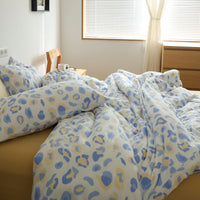 HKM-678035 Cotton Floral Quilt Cover Set with Knitted Fabric, Pillowcase & Sheet for Comfortable Sleep