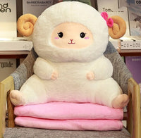 HKM-678163 Dual-Use Plush Lumbar Pillow and Hand Warmer for Car and Office, Cute Cartoon Designs