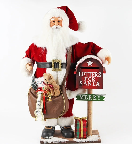 HKM-678163 Fabric Santa Claus Decorative Figure - 50cm Height, Plastic and Fabric Home Decoration