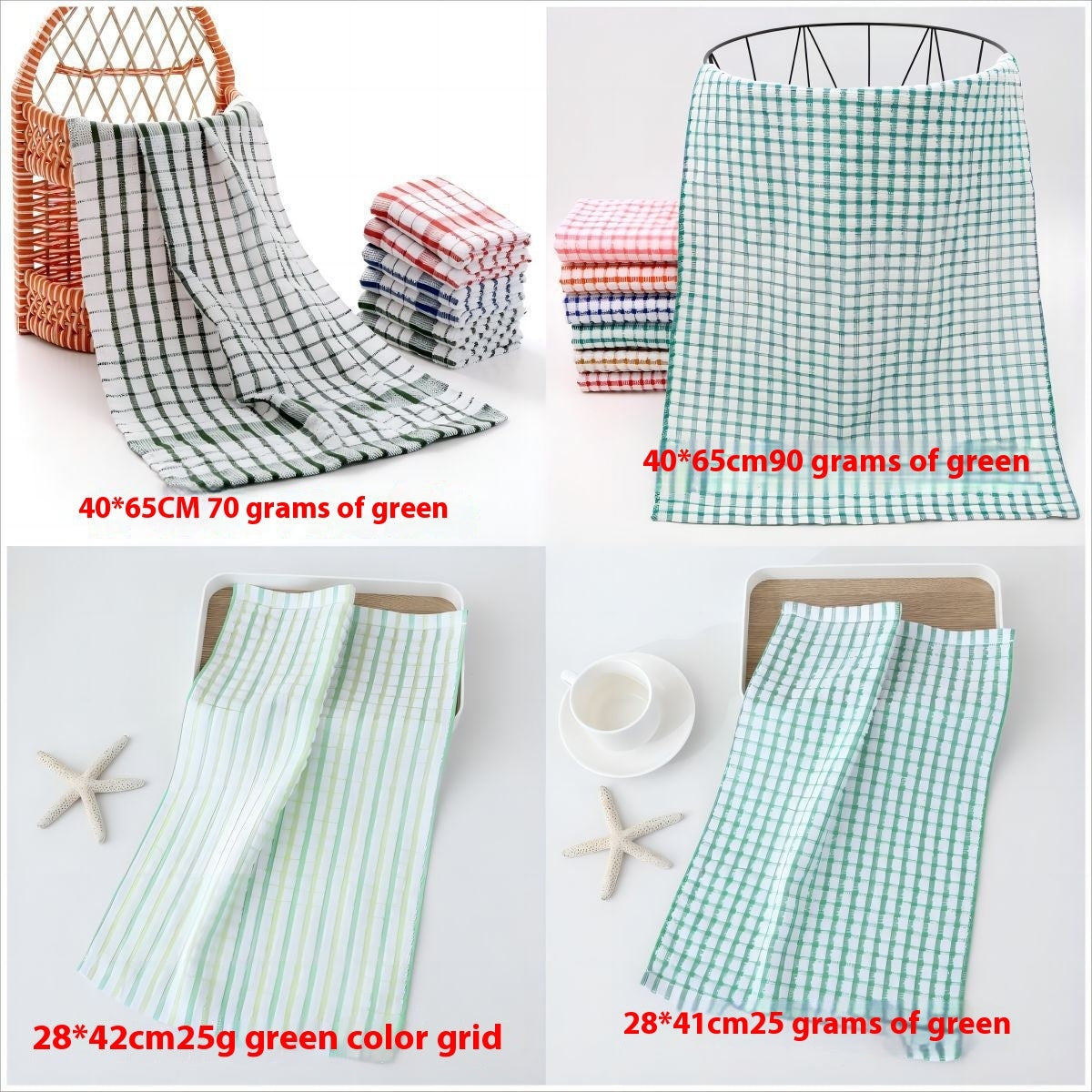 HKM-678291 Cotton Plaid Kitchen Dish Towel - Various Patterns and Sizes in Pink, Blue, Green, Orange, Red