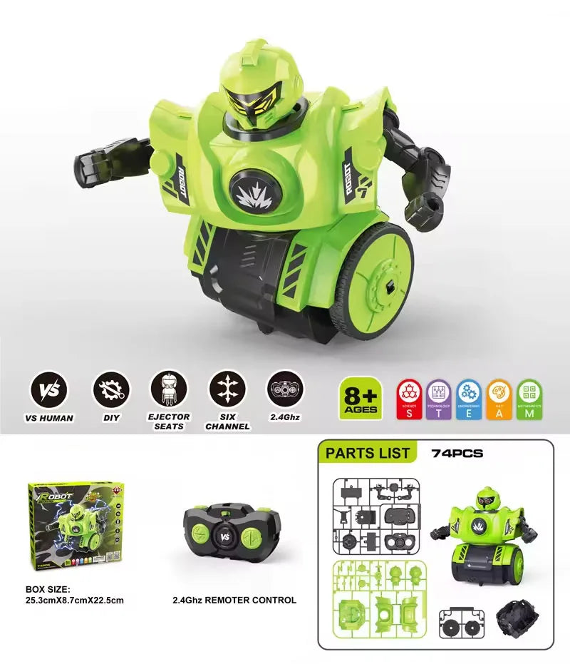 HKM-678291 Remote Control DIY Assembly Combat Robot with Sound - Interactive Dual Player Educational Toy Set