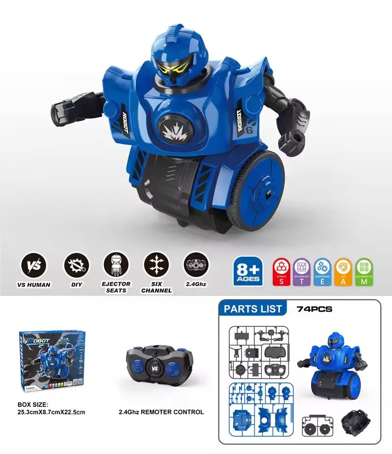 HKM-678291 Remote Control DIY Assembly Combat Robot with Sound - Interactive Dual Player Educational Toy Set