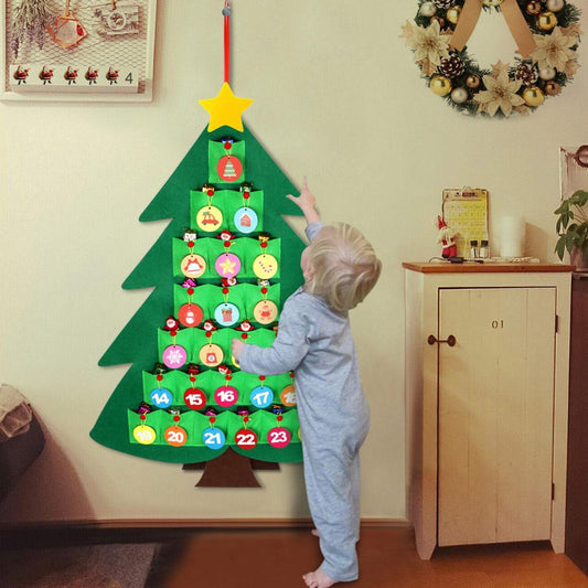 HKM-678483 Festive Felt Christmas Tree Calendar for Seasonal Decorations
