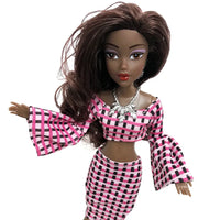 HKM-678547 Elegant Black Fashion Doll with Afro Hair - Educational Toy for All Ages