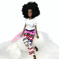 HKM-678547 Elegant Black Fashion Doll with Afro Hair - Educational Toy for All Ages