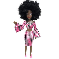 HKM-678547 Elegant Black Fashion Doll with Afro Hair - Educational Toy for All Ages