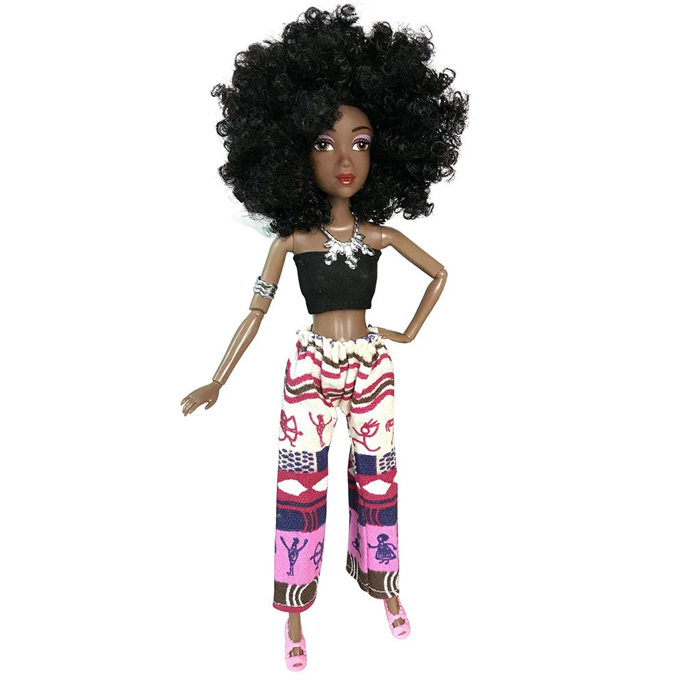 HKM-678547 Elegant Black Fashion Doll with Afro Hair - Educational Toy for All Ages