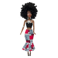 HKM-678547 Elegant Black Fashion Doll with Afro Hair - Educational Toy for All Ages