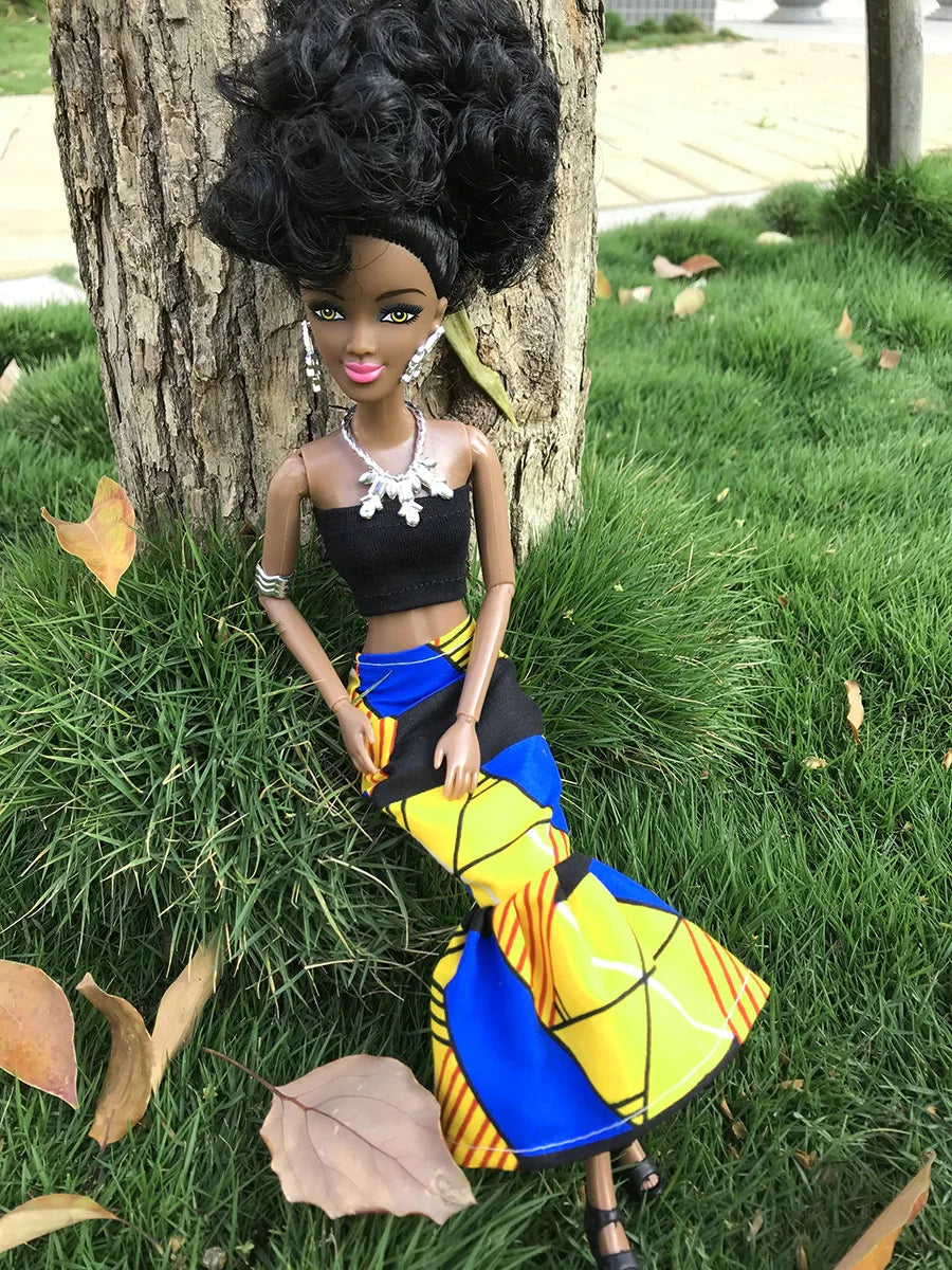 HKM-678547 Elegant Black Fashion Doll with Afro Hair - Educational Toy for All Ages
