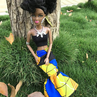 HKM-678547 Elegant Black Fashion Doll with Afro Hair - Educational Toy for All Ages