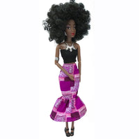 HKM-678547 Elegant Black Fashion Doll with Afro Hair - Educational Toy for All Ages