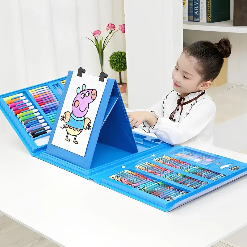 HKM-678675 208-Piece Kids Drawing Art Set with Wooden Drawing Board for Ages 2-7