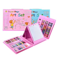 HKM-678675 208-Piece Kids Drawing Art Set with Wooden Drawing Board for Ages 2-7