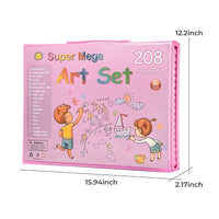 HKM-678675 208-Piece Kids Drawing Art Set with Wooden Drawing Board for Ages 2-7