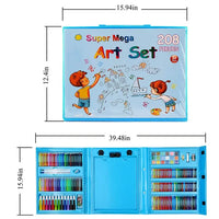 HKM-678675 208-Piece Kids Drawing Art Set with Wooden Drawing Board for Ages 2-7
