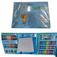 HKM-678675 208-Piece Kids Drawing Art Set with Wooden Drawing Board for Ages 2-7
