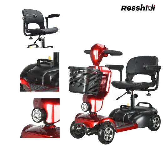 KTX-678739 Foldable 4 Wheel Electric Mobility Scooter, 120 Kg Capacity, 15km Range, Electronic Brake, Removable Battery