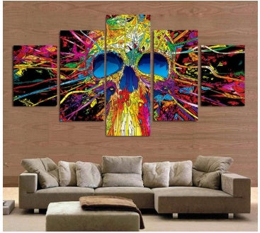 HKM-678867 Modern Black Rectangular HD Canvas Wall Art - Set of 5, Framed Decorative Prints