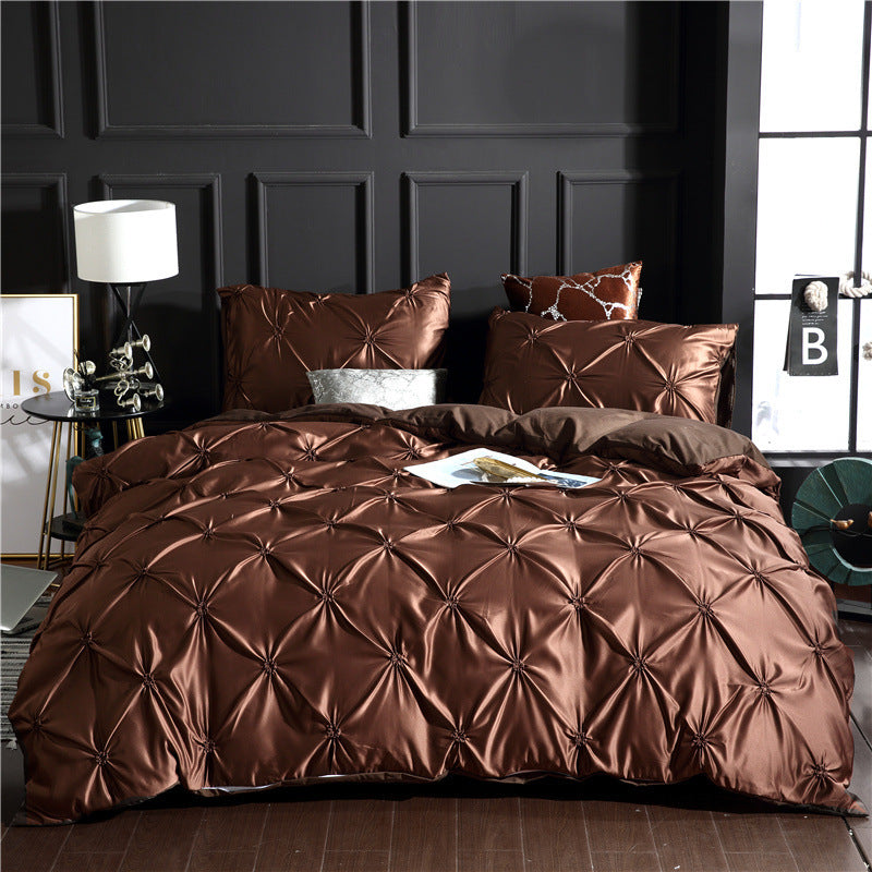 HKM-678867 Washed Ice Silk Quilt Cover Set - 3-Piece Bedding Ensemble for 1.8m Bed