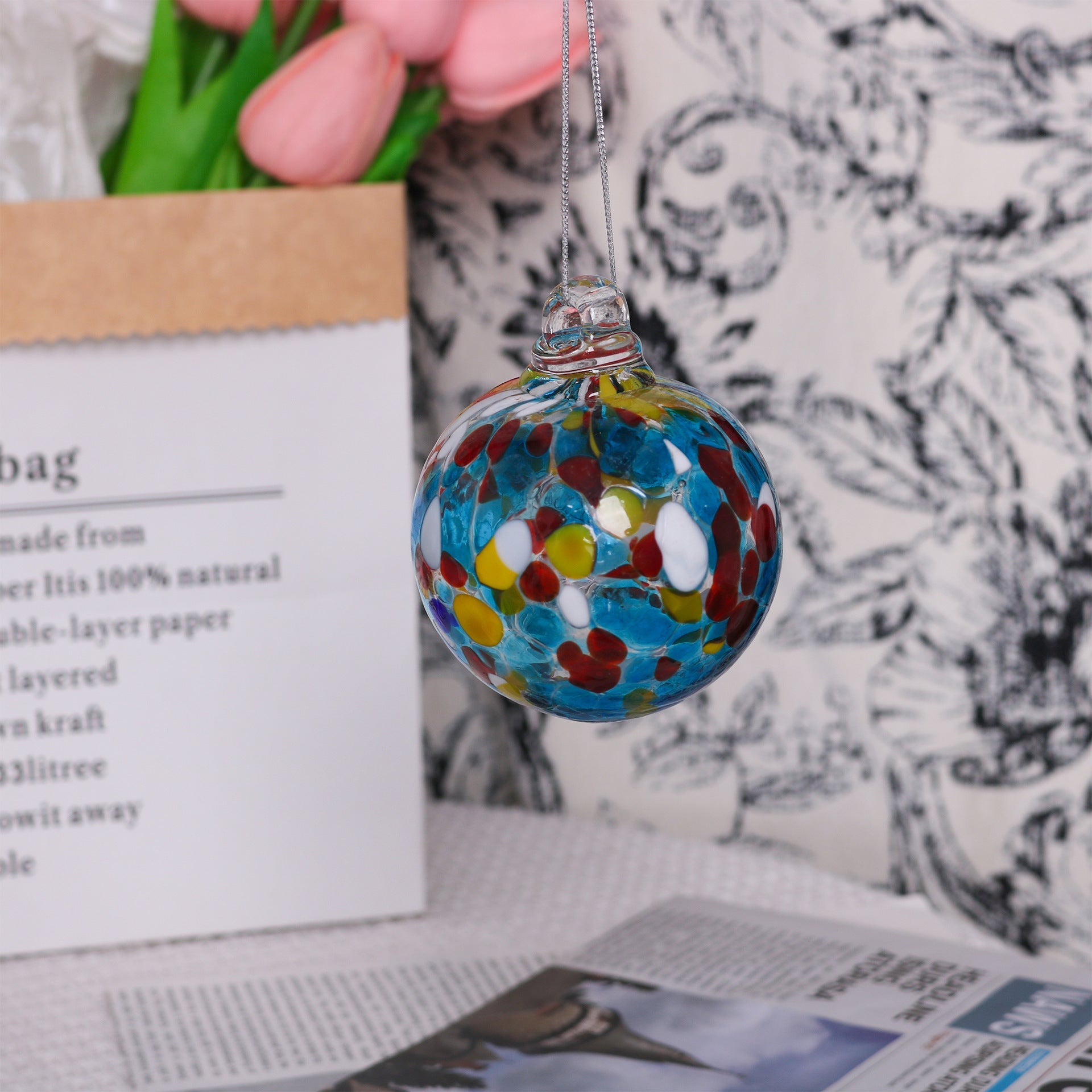 HKM-678995 Hand-blown Transparent Glass Ball Christmas Ornaments - Set of 6 or 12, 6cm Diameter