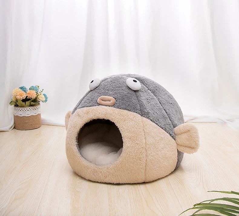 HKM-679059 Cute Balloonfish-Shaped Pet Mat - Soft Indoor Cradle for Cats and Small Dogs