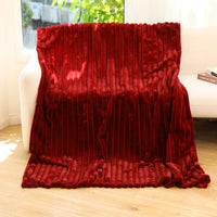 HKM-679187 Striped Jacquard Rabbit Fur Blanket in Various Colors and Sizes