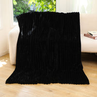 HKM-679187 Striped Jacquard Rabbit Fur Blanket in Various Colors and Sizes