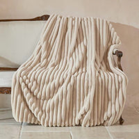HKM-679187 Striped Jacquard Rabbit Fur Blanket in Various Colors and Sizes
