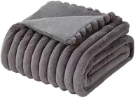 HKM-679187 Striped Jacquard Rabbit Fur Blanket in Various Colors and Sizes