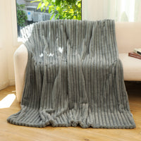 HKM-679187 Striped Jacquard Rabbit Fur Blanket in Various Colors and Sizes