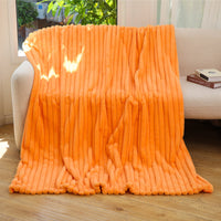 HKM-679187 Striped Jacquard Rabbit Fur Blanket in Various Colors and Sizes