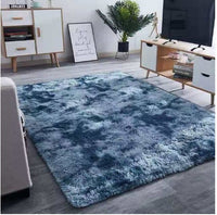 HKM-679251 Long Hair Tie-Dyed Gradient Carpet for Home and Yoga Use, Soft Polyester Fiber, Modern Square Design